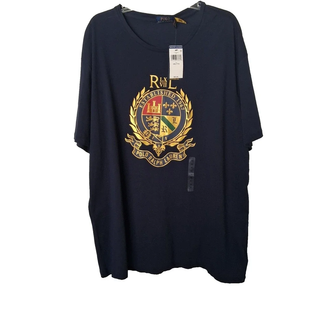 NWT Polo Ralph Lauren Polo Crest T Shirt Men's 2XL Blue Graphic Logo $65.00